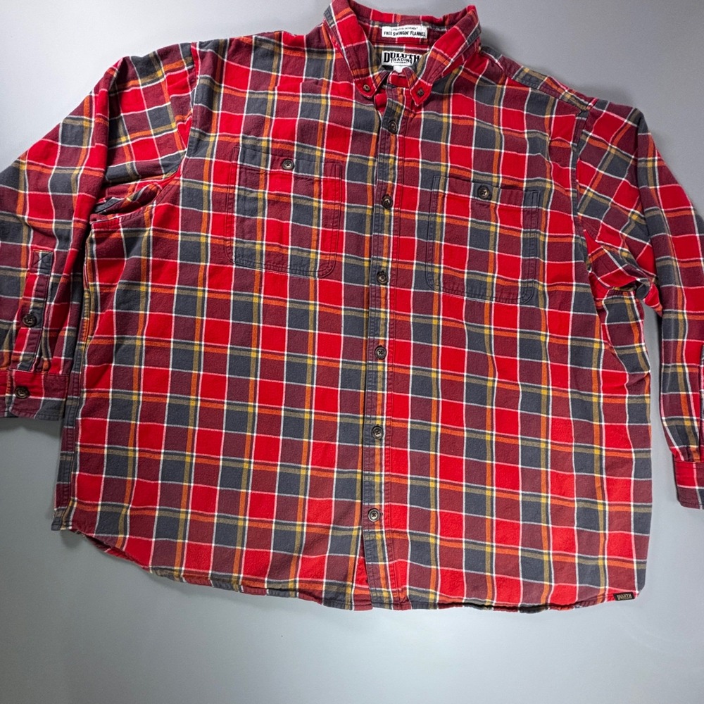 Duluth Trading Free Swingin Flannel Shirt Mens 3XL Plaid‎ Button Work
